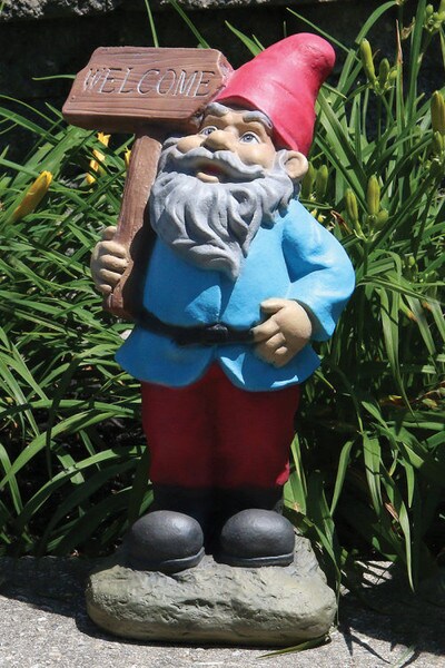 Lazy Daze Gnome Statue Welcome Sign Full of Colors Traditional
